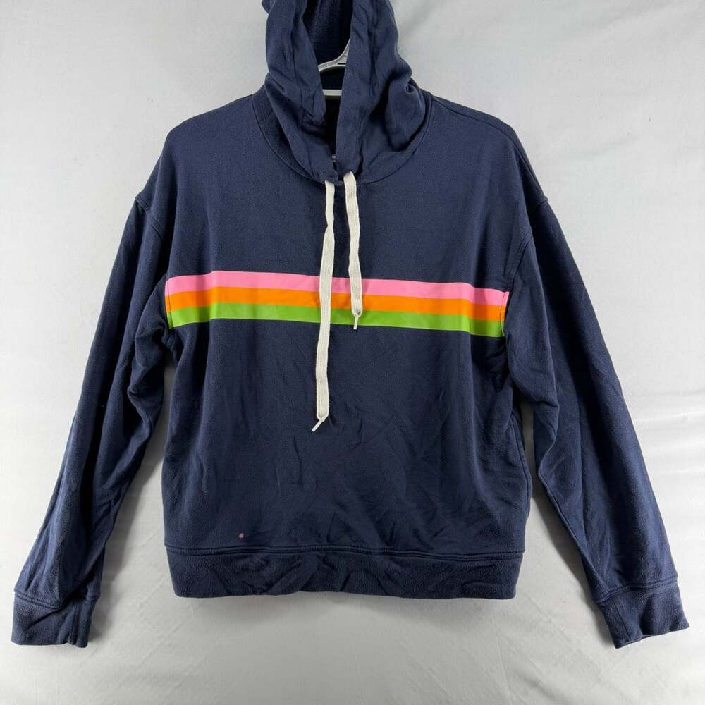 1534 J. Crew Striped Hoodie Size S Blue Pink Orange Green